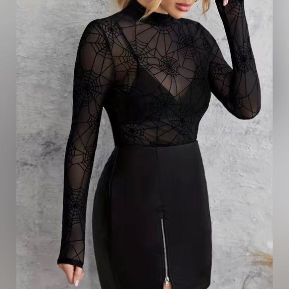 Spider-Web Mesh black long sleeve - Picture 3 of 8